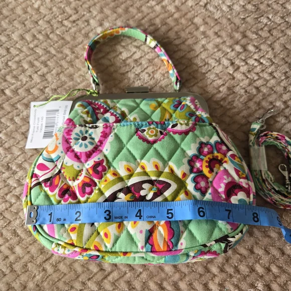 Vera Bradley Mini Frame Crossbody Tutti Frutti NWT Quilted Purse Bag Kiss Lock. - Picture 9 of 15